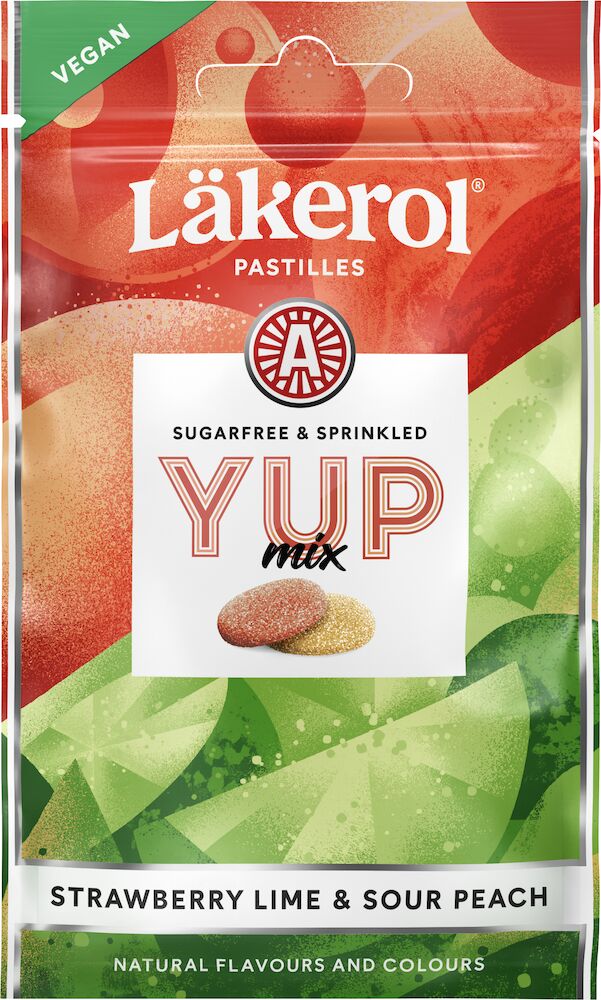 Läkerol YUP Mix Sour Peach & Strawberry Lime 30g