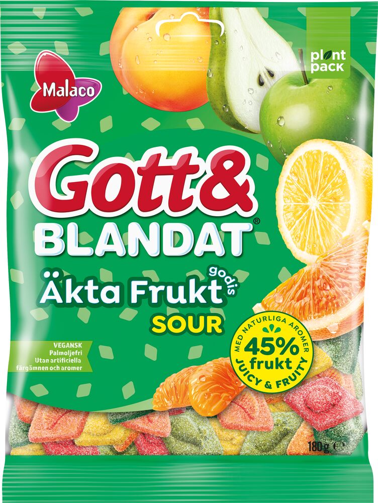 Malaco Gott & Blandat Äkta Fruktgodis Sour 180g